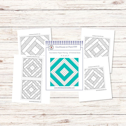 Courthouse on Point FPP Foundation Paper Piecing quilt block pattern Digital Download