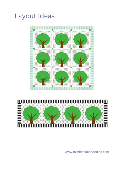 Oak Tree FPP Foundation Paper Piecing quilt block pattern Digital Download