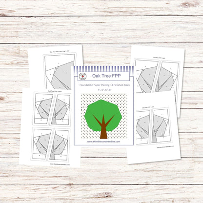 Oak Tree FPP Foundation Paper Piecing quilt block pattern Digital Download