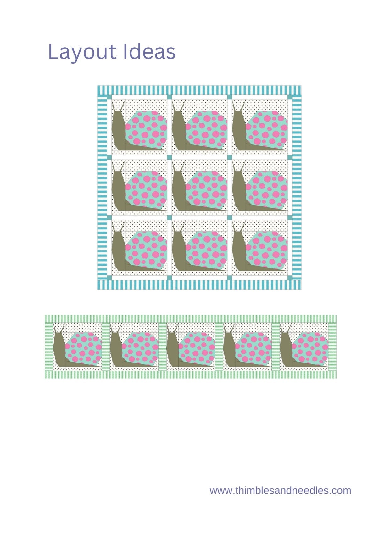 Snail FPP Foundation Paper Piecing quilt block pattern Digital Download