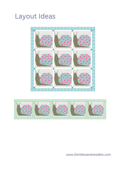 Snail FPP Foundation Paper Piecing quilt block pattern Digital Download