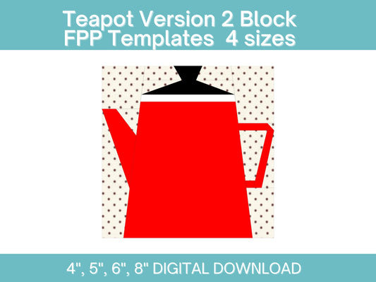Teapot Block 2 FPP Foundation Paper Piecing quilt block pattern Digital Download