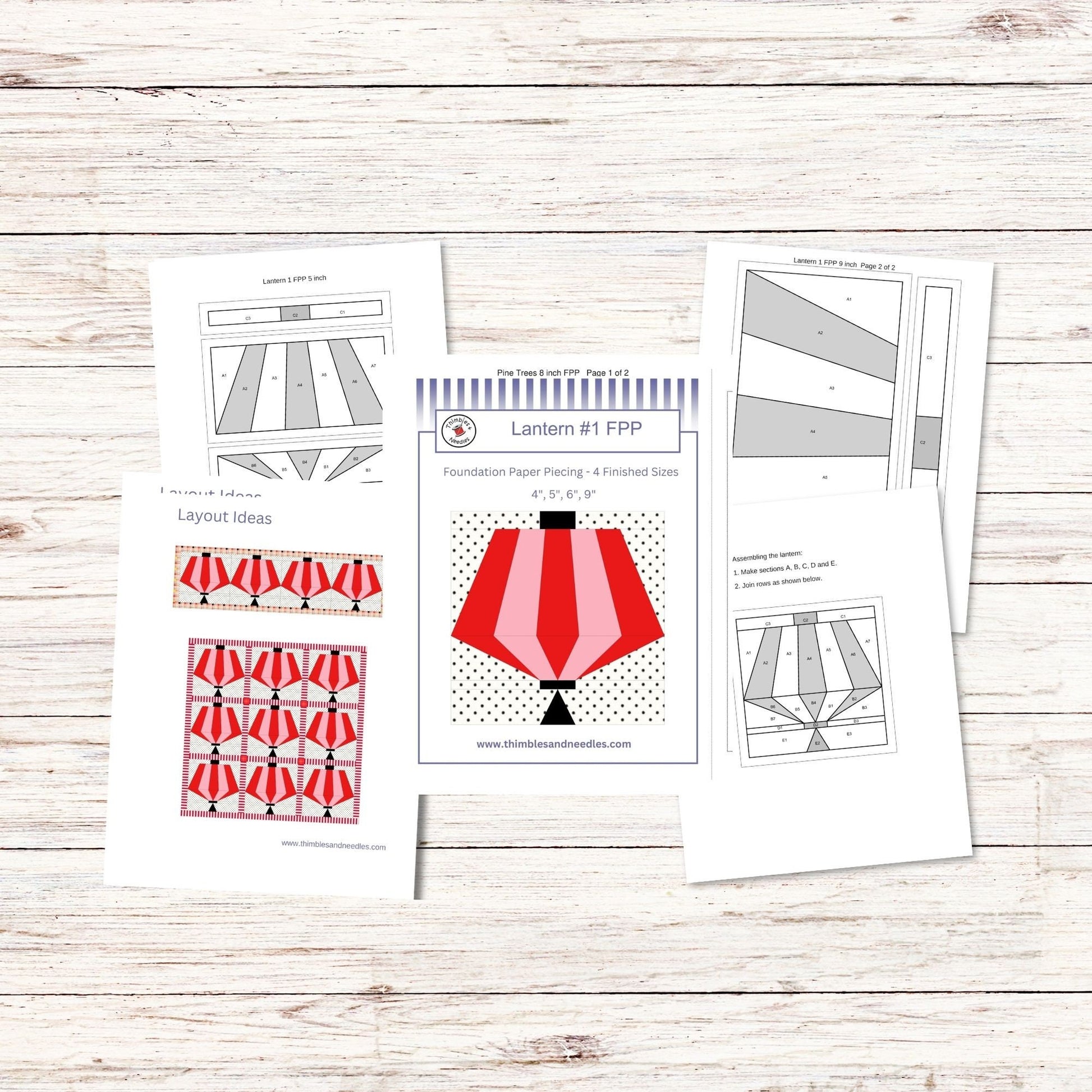 Lantern Block 1 FPP Foundation Paper Piecing quilt block pattern Digital Download