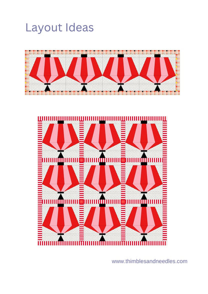 Lantern Block 1 FPP Foundation Paper Piecing quilt block pattern Digital Download