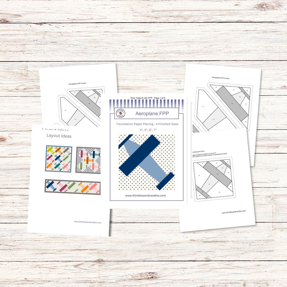 Aeroplane (Airplane) Foundation Paper Piecing (FPP) Pattern – Thimbles ...