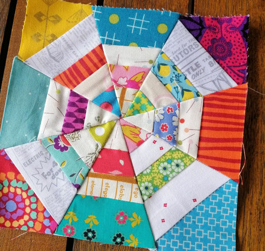 Kaleidoscope Web Foundation Paper Piecing FPP quilt block pattern Digital Download