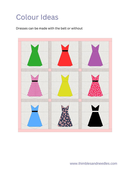 Vintage Dress FPP Foundation Paper Piecing quilt block pattern Digital Download