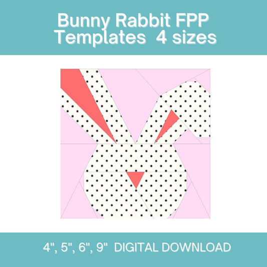 Bunny Rabbit Easter FPP Foundation Paper Piecing quilt block pattern Digital Download