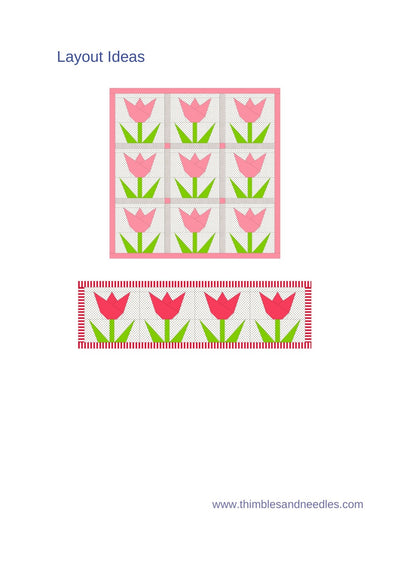 Tulip FPP Foundation Paper Piecing quilt block pattern Digital Download