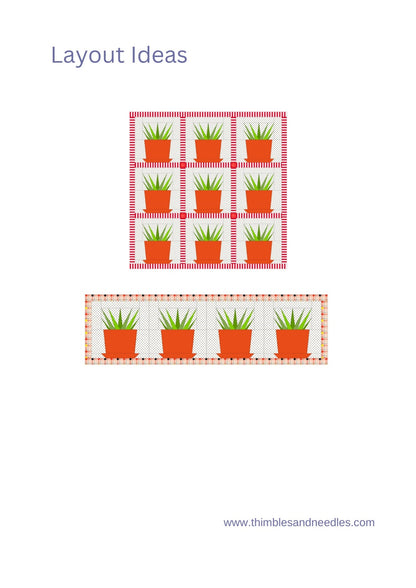 Succulent Block 2 FPP Foundation Paper Piecing quilt block pattern Digital Download