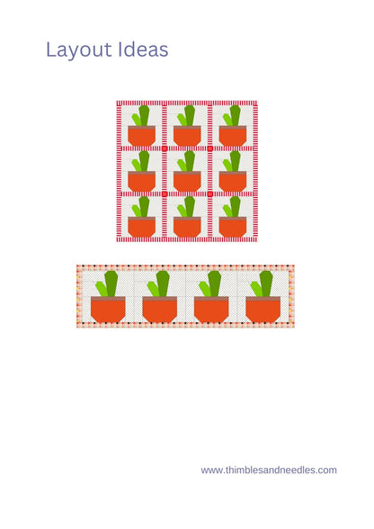 Succulent Block 3 FPP Foundation Paper Piecing quilt block pattern Digital Download