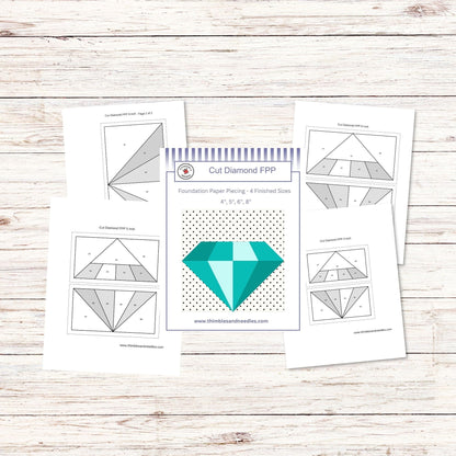 Cut Diamond FPP Foundation Paper Piecing quilt block pattern Digital Download