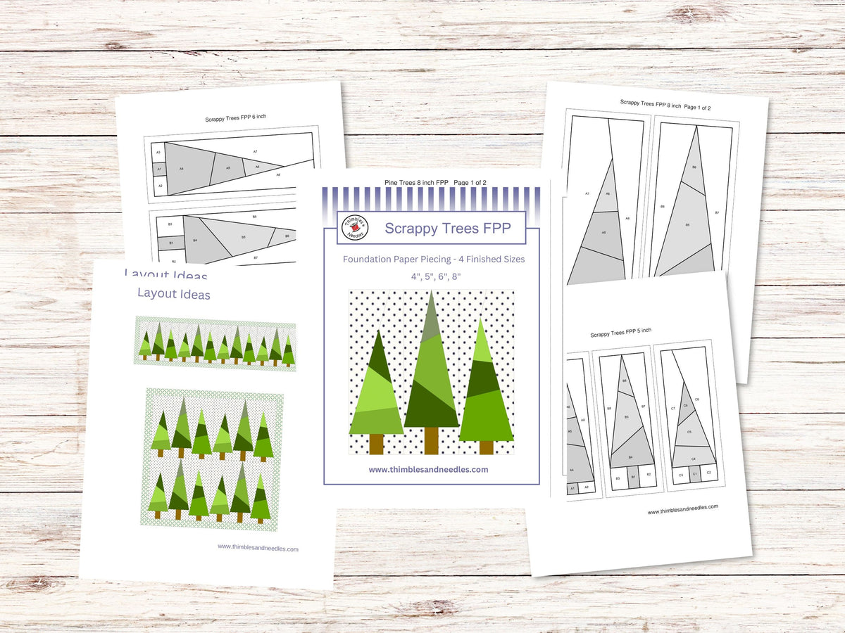 Scrappy Trees Foundation Paper Piecing (FPP) Pattern – Thimbles and Needles