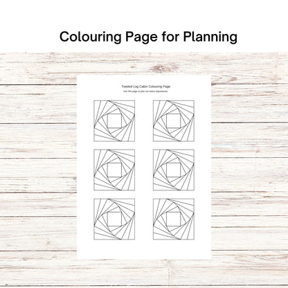 Twisted Log Cabin FPP Foundation Paper Piecing quilt block pattern Digital Download