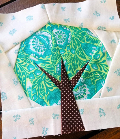 Oak Tree FPP Foundation Paper Piecing quilt block pattern Digital Download
