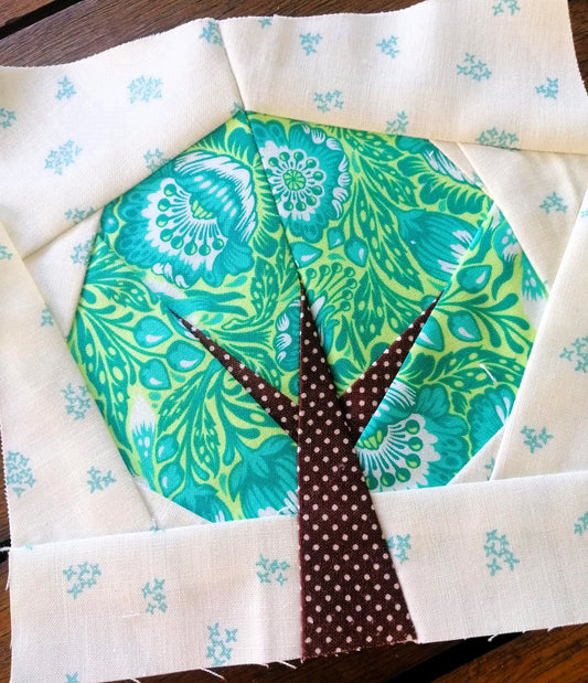 Oak Tree FPP Foundation Paper Piecing quilt block pattern Digital Download