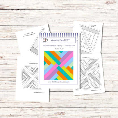 Woven Twirl FPP Foundation Paper Piecing quilt block pattern Digital Download