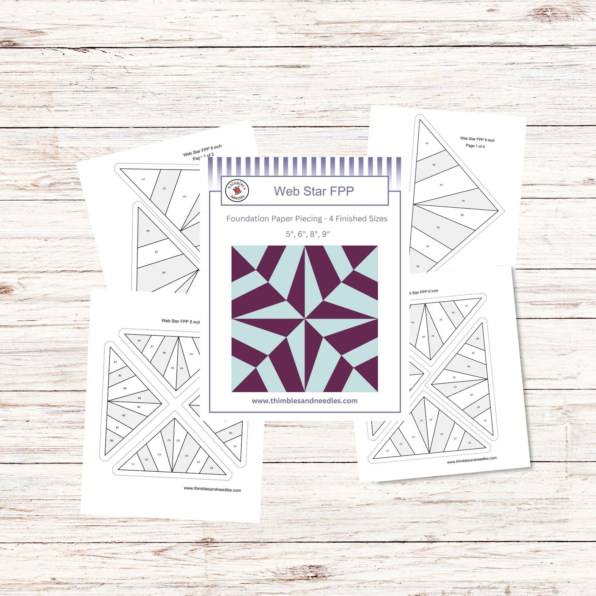 Web Star FPP Foundation Paper Piecing quilt block pattern Digital Download