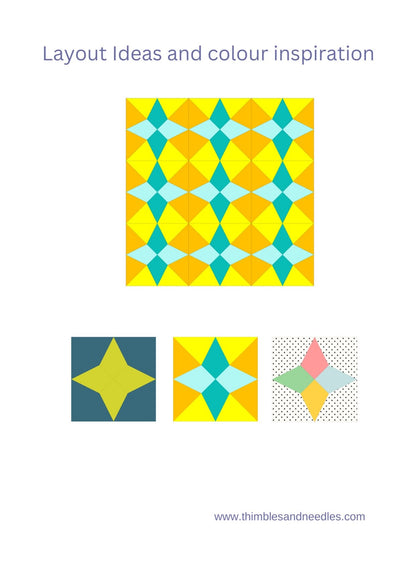 4 Pointed Star FPP Foundation Paper Piecing quilt block pattern Digital Download