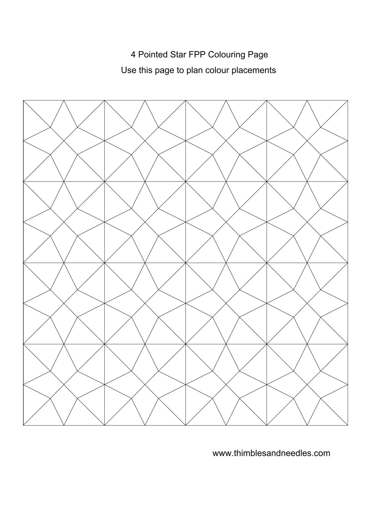4 Pointed Star FPP Foundation Paper Piecing quilt block pattern Digital Download