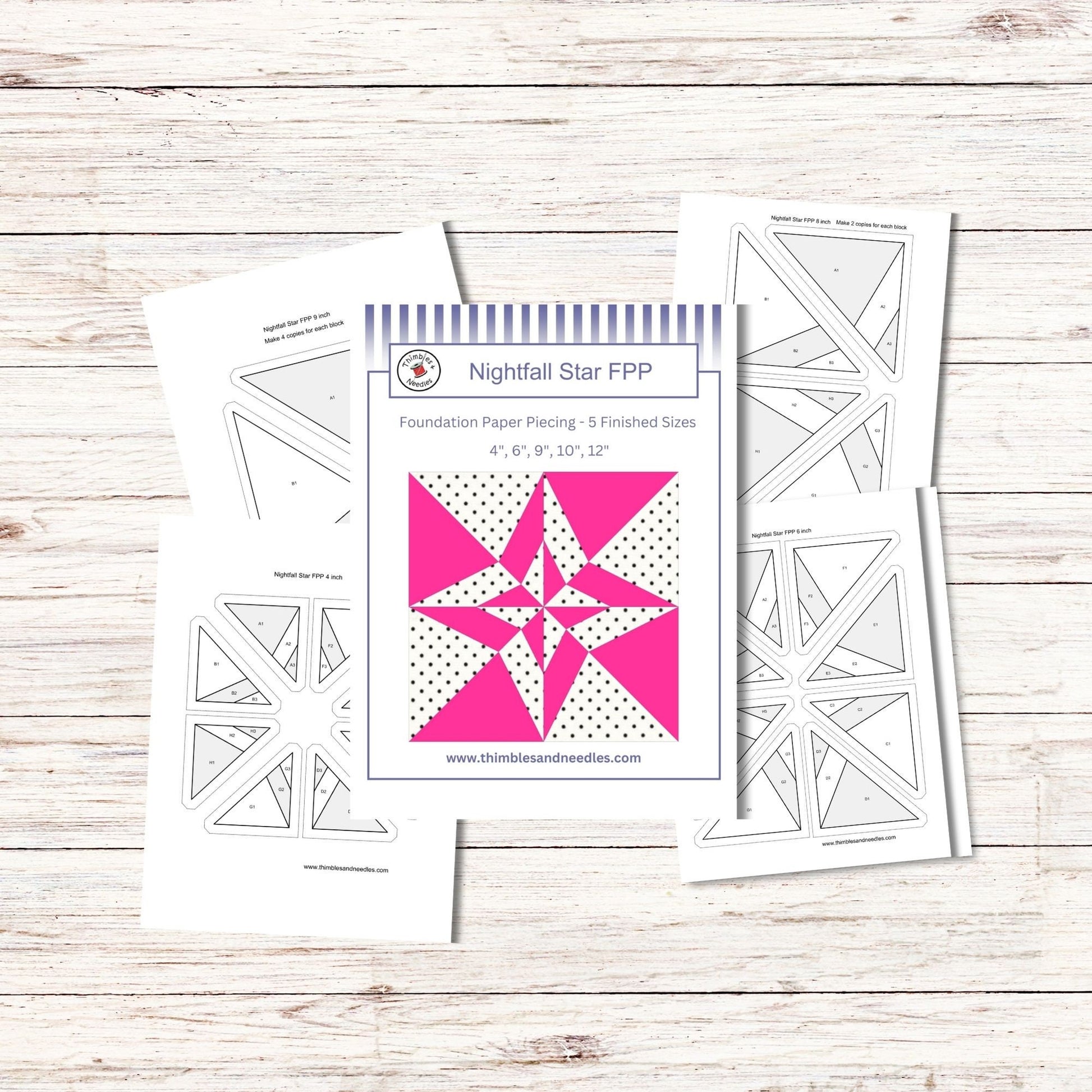 Nightfall Star FPP Foundation Paper Piecing quilt block pattern Digital Download