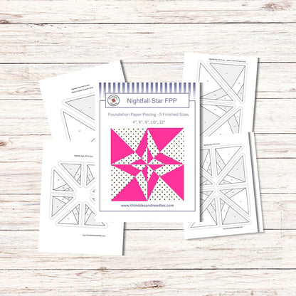 Nightfall Star FPP Foundation Paper Piecing quilt block pattern Digital Download