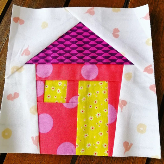 Cottage House FPP Foundation Paper Piecing quilt block pattern Digital Download