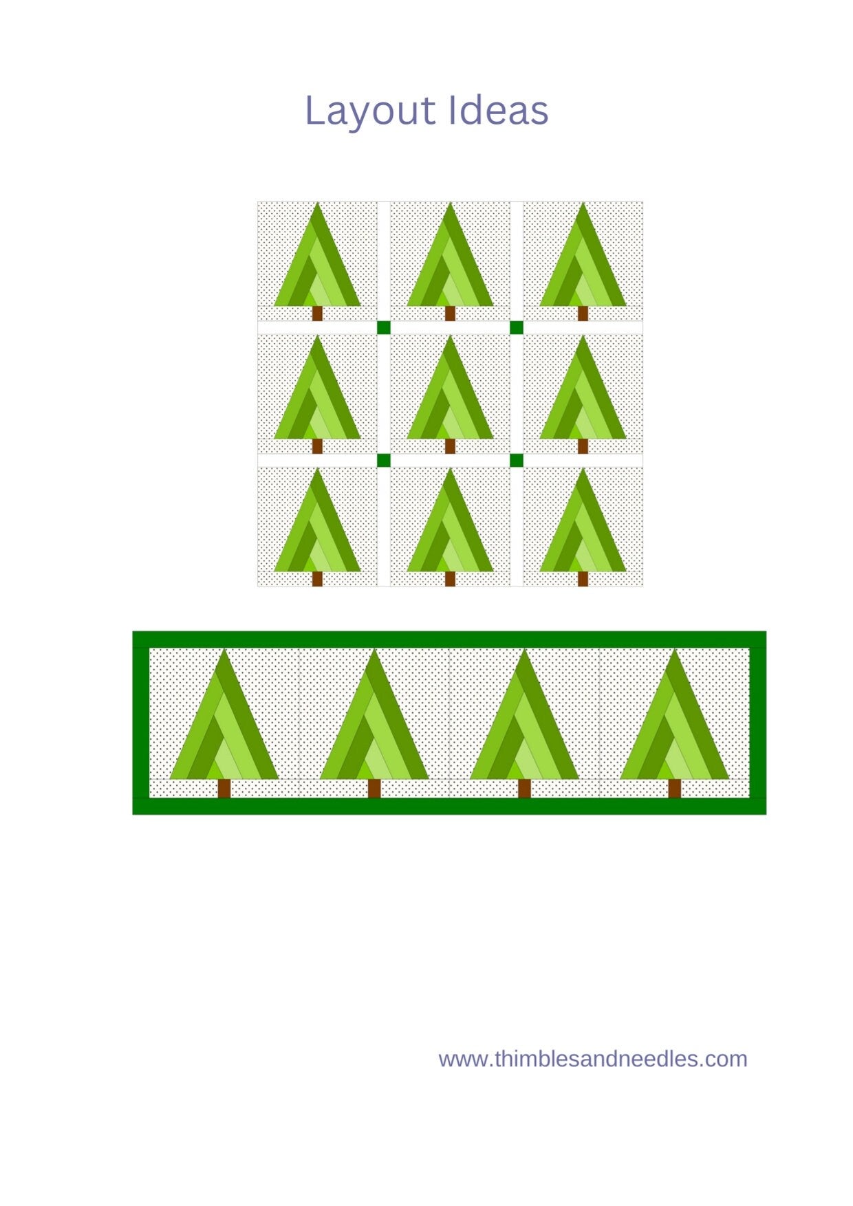 Chevron Tree FPP Foundation Paper Piecing quilt block pattern Digital Download