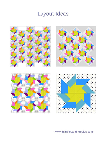 Double Pinwheel FPP Foundation Paper Piecing quilt block pattern Digital Download