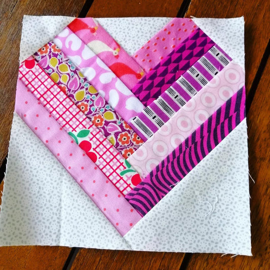 Herringbone Heart FPP Foundation Paper Piecing quilt block pattern Digital Download