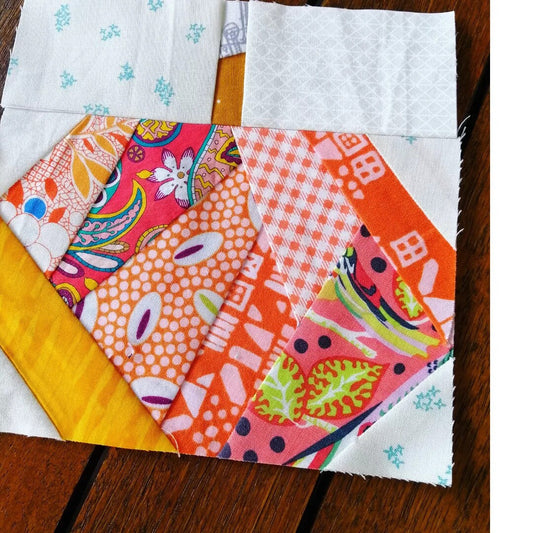 Crazy Patchwork Pumpkin FPP Foundation Paper Piecing quilt block pattern Digital Download