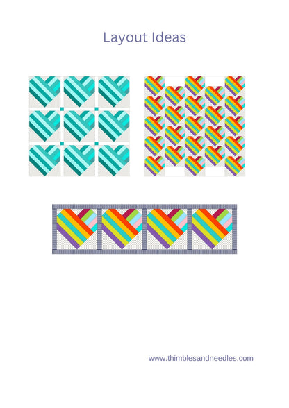 Woven Heart FPP Foundation Paper Piecing quilt block pattern Digital Download