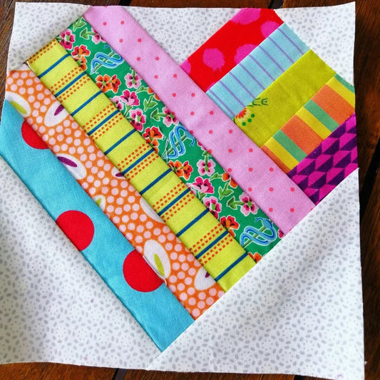 Woven Heart FPP Foundation Paper Piecing quilt block pattern Digital Download