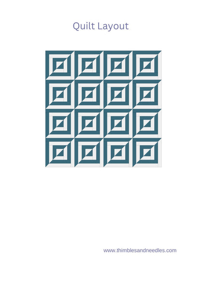 Log Cabin Split FPP Foundation Paper Piecing quilt block pattern Digital Download