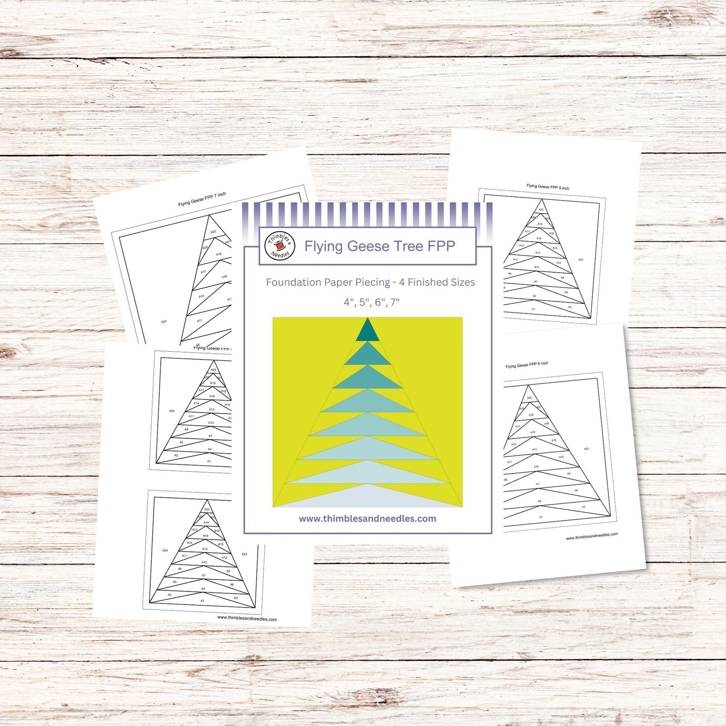 Flying Geese Tree FPP Foundation Paper Piecing quilt block pattern Digital Download