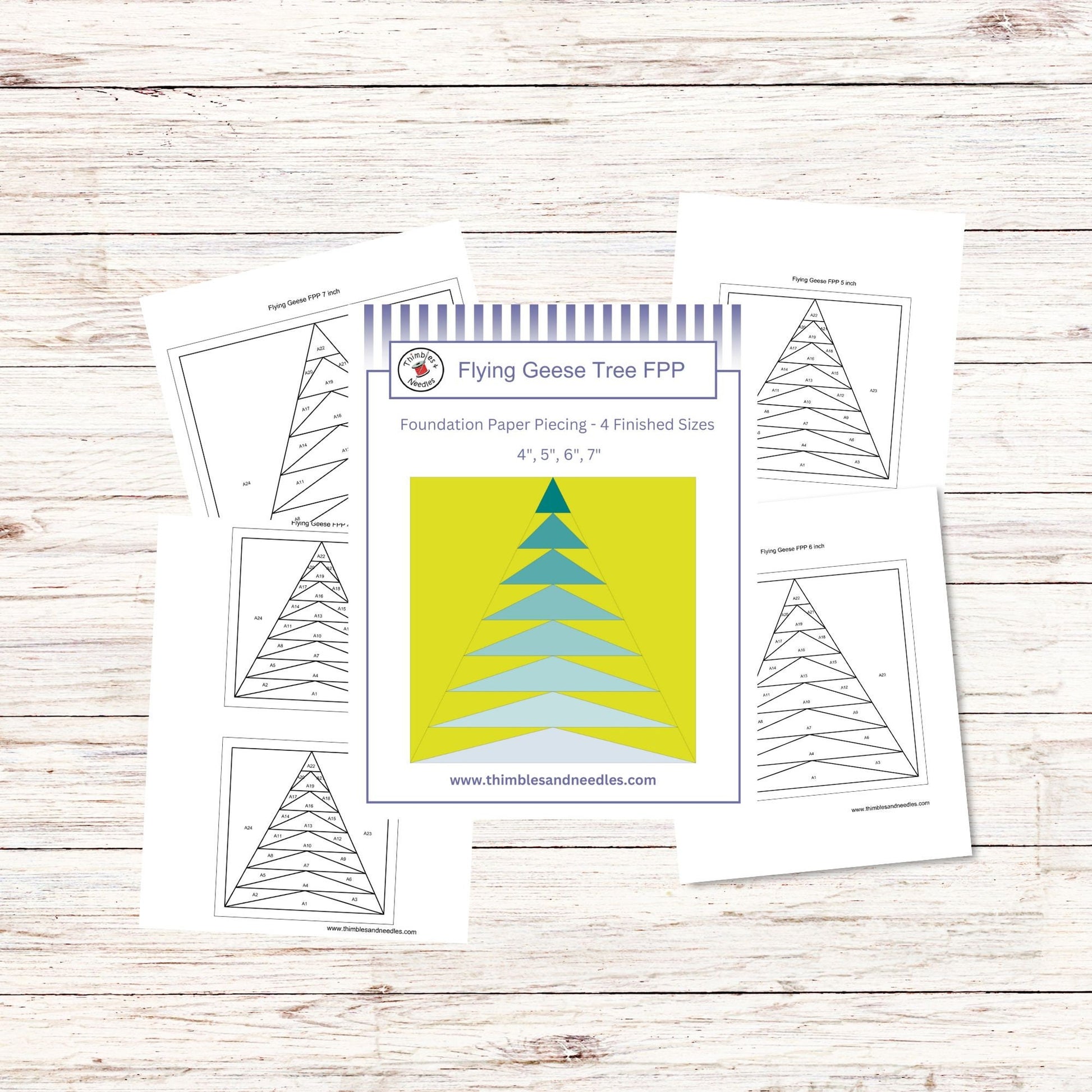 Flying Geese Tree FPP Foundation Paper Piecing quilt block pattern Digital Download