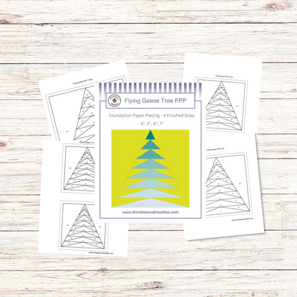 Flying Geese Tree FPP Foundation Paper Piecing quilt block pattern Digital Download