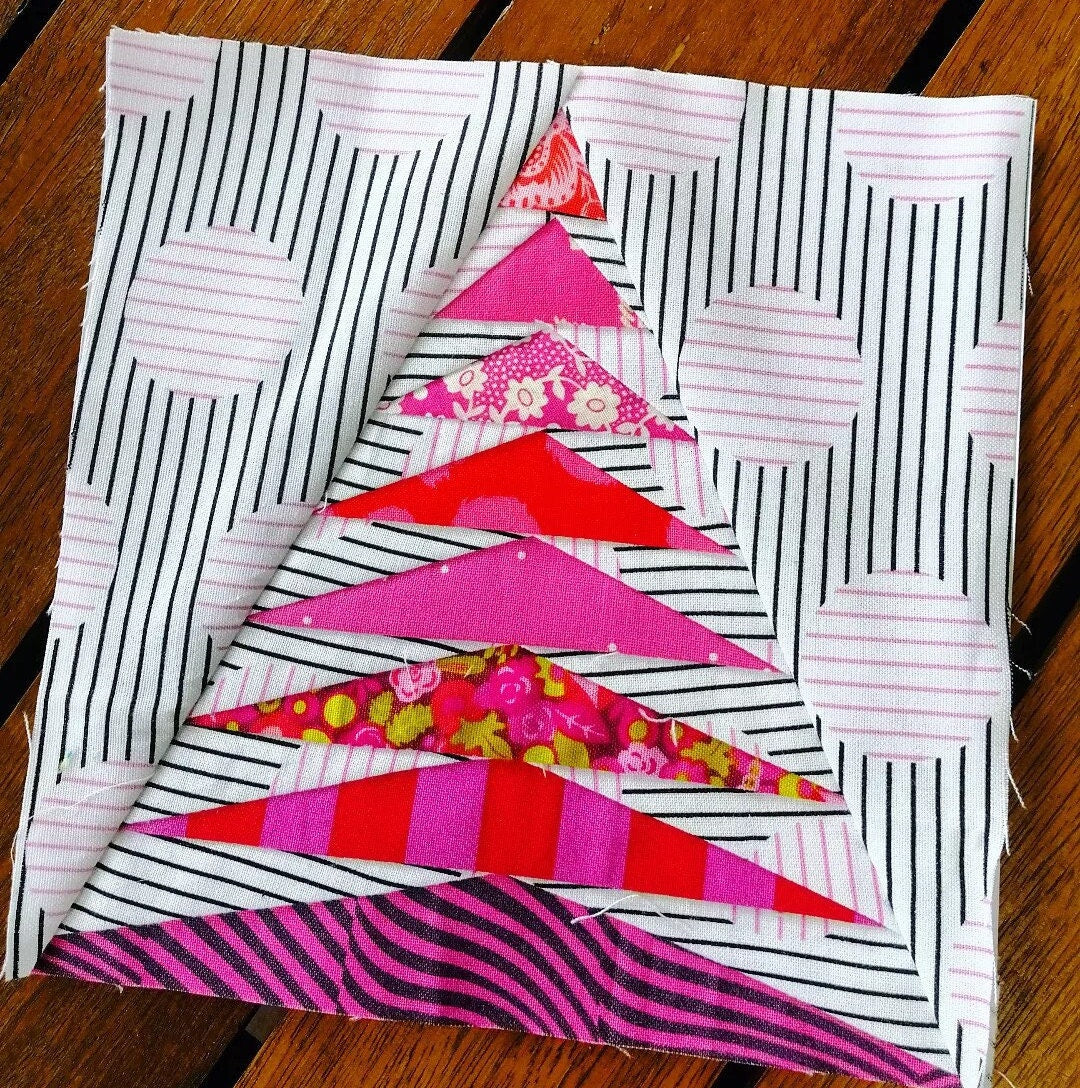 Flying Geese Tree FPP Foundation Paper Piecing quilt block pattern Digital Download