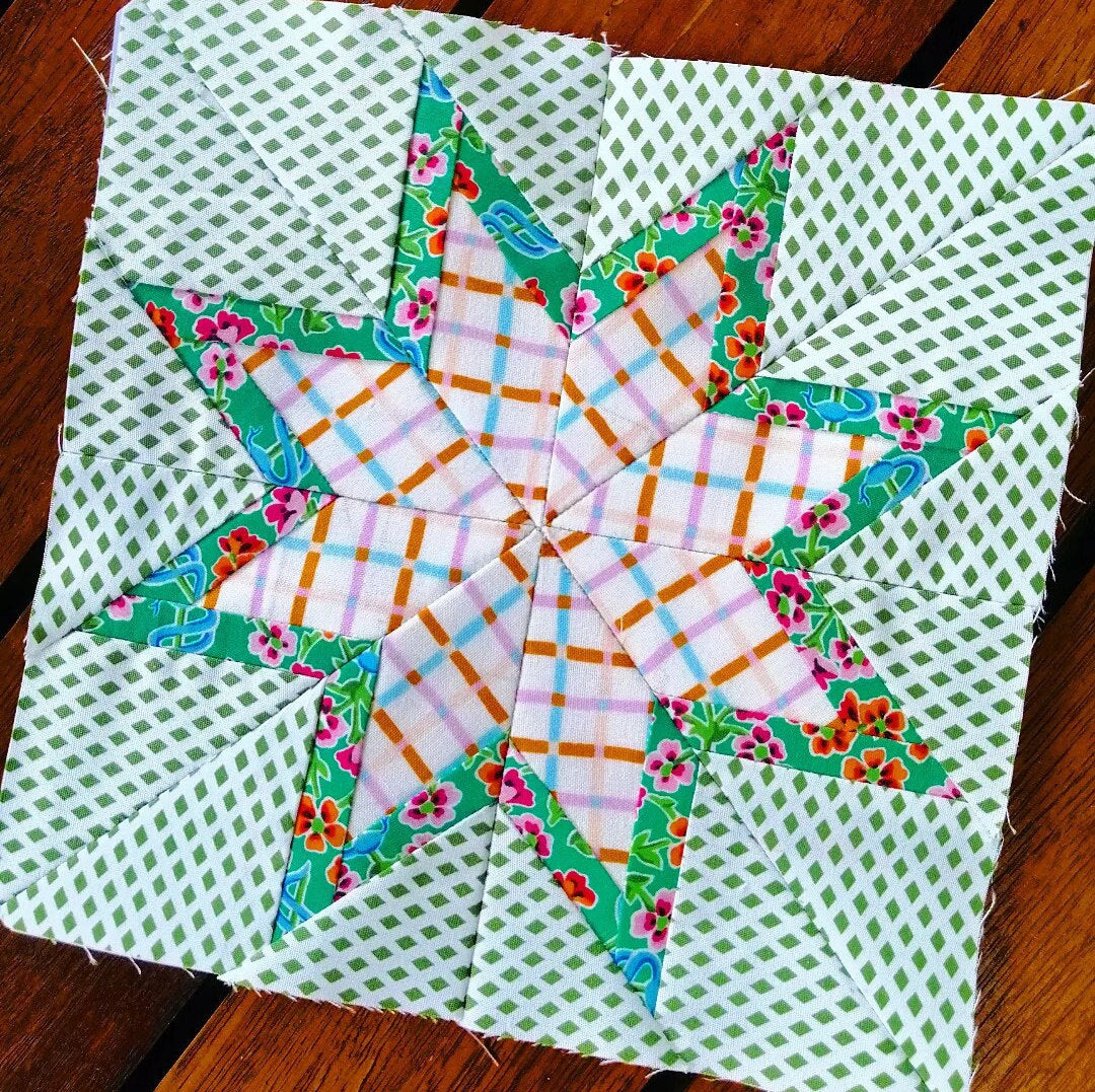 Supernova Sparkle Star FPP Foundation Paper Piecing quilt block pattern Digital Download