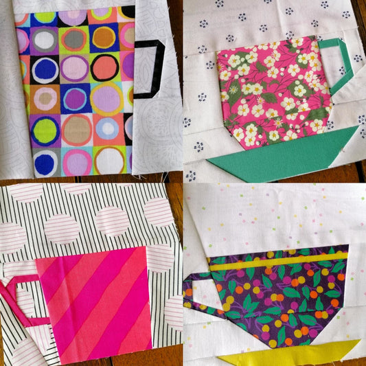 Teacups and Mugs FPP Foundation Paper Piecing quilt block pattern Digital Download