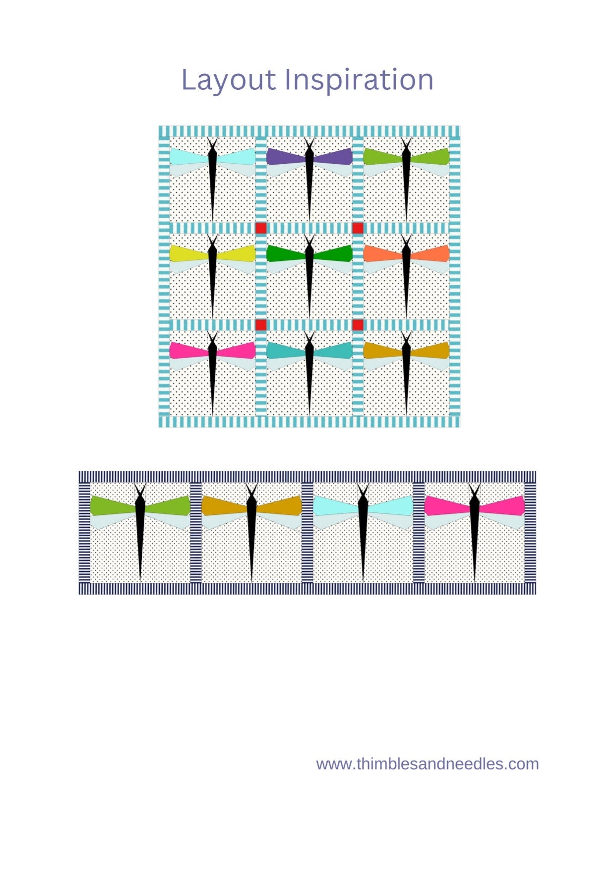 Dragonfly FPP Foundation Paper Piecing quilt block pattern Digital Download