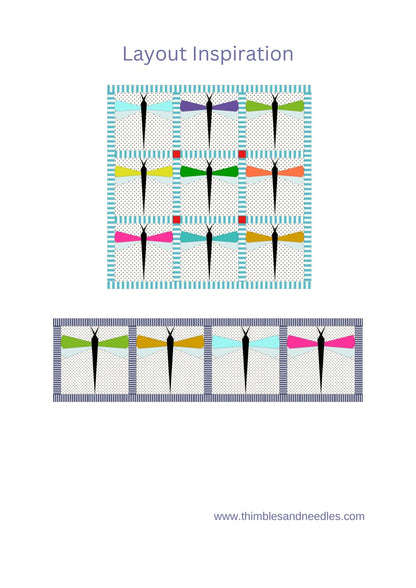 Dragonfly FPP Foundation Paper Piecing quilt block pattern Digital Download