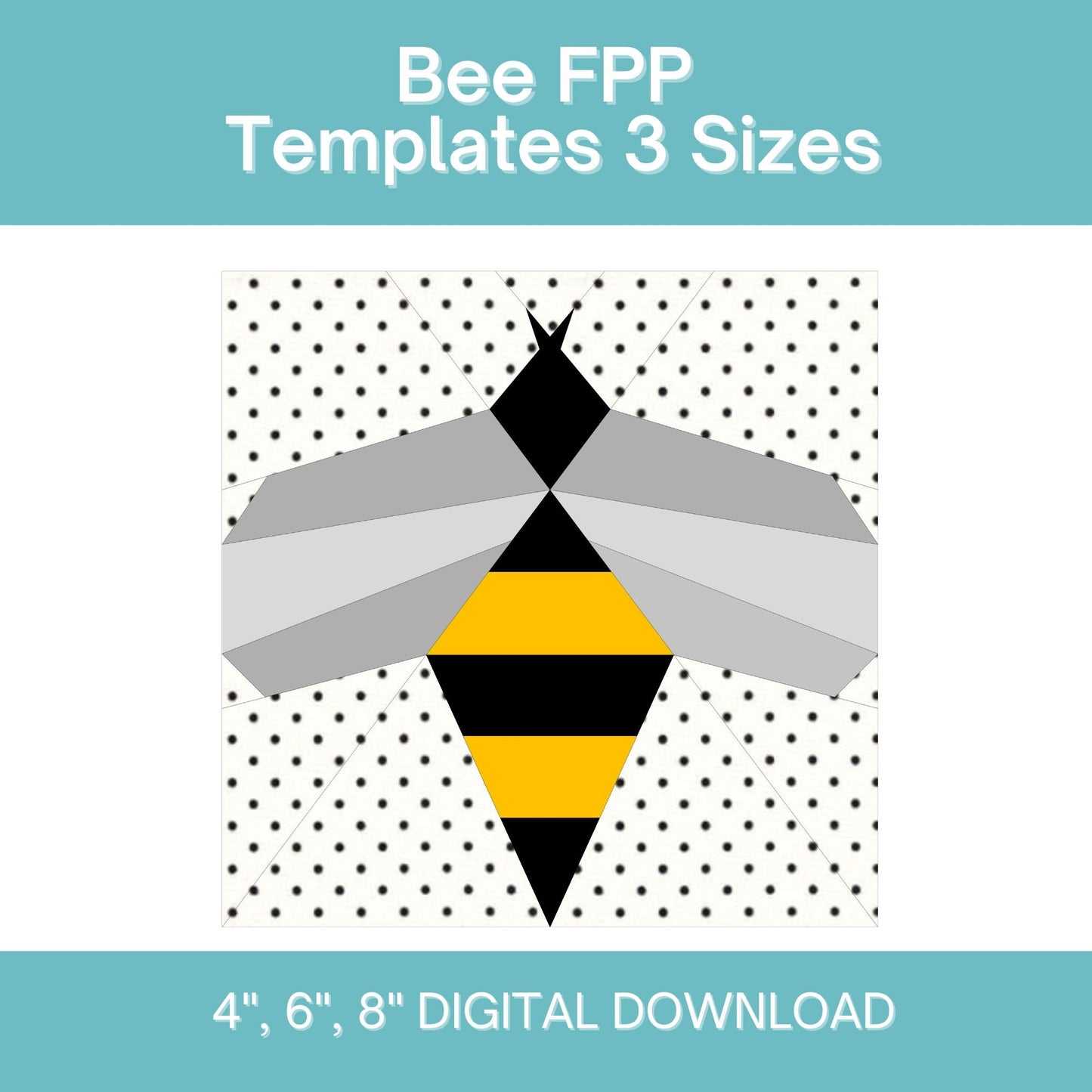 Bee FPP Foundation Paper Piecing quilt block pattern Digital Download