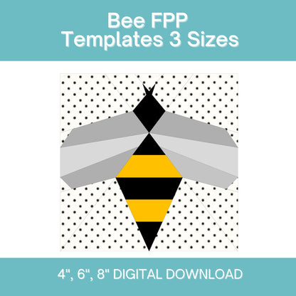 Bee FPP Foundation Paper Piecing quilt block pattern Digital Download