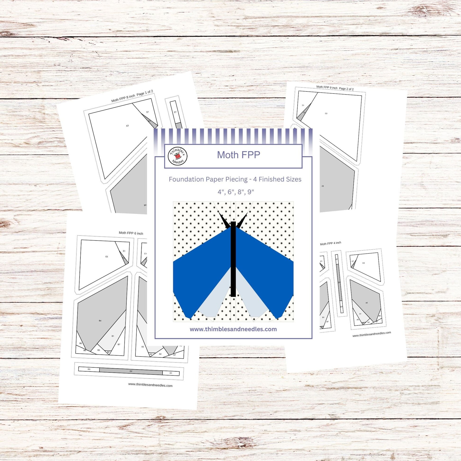 Moth FPP Foundation Paper Piecing quilt block pattern Digital Download