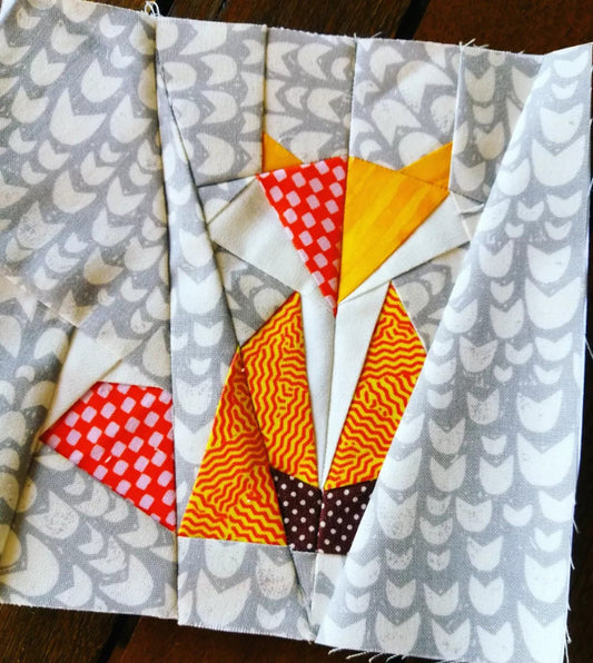 Fox FPP Foundation Paper Piecing quilt block pattern Digital Download