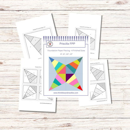 Priscilla FPP Foundation Paper Piecing quilt block pattern Digital Download