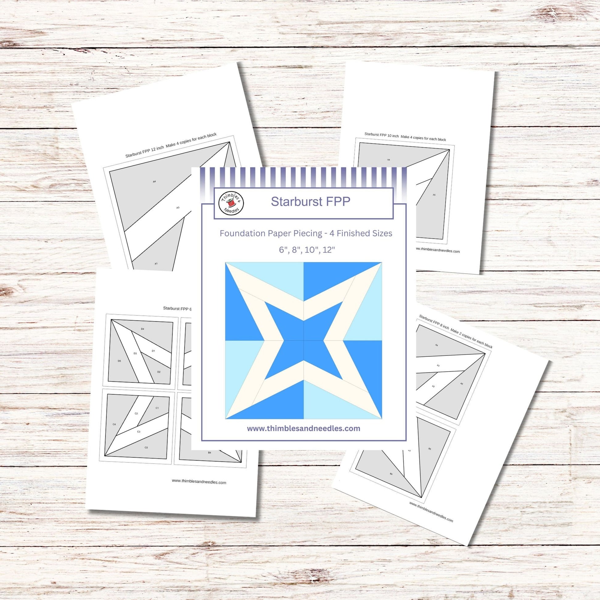 Starburst FPP Foundation Paper Piecing quilt block pattern Digital Download