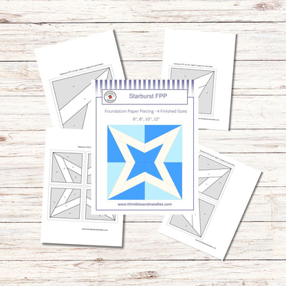 Starburst FPP Foundation Paper Piecing quilt block pattern Digital Download