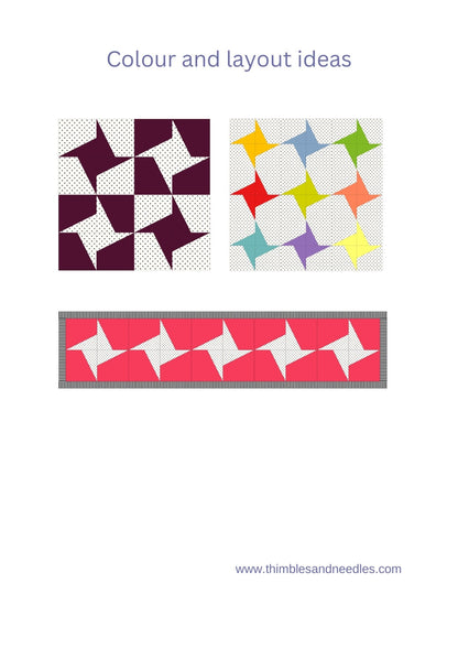 Spinning Stars FPP Foundation Paper Piecing quilt block pattern Digital Download